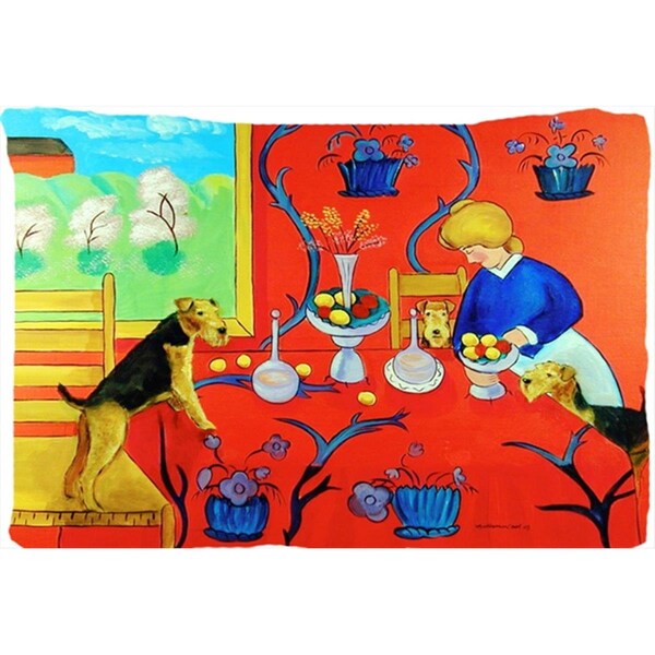 Micasa 20.5 x 30 in. Airedale Terrier With Lady In The Kitchen Moisture Wicking Fabric Standard Pillowcase MI54525 - main